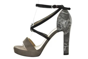 Marvin K Womens Shoes Size 7 Gray Animal Print Leather Ankle Strap Pumps Heels - Picture 1 of 6