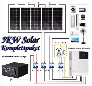 5KW Photovoltaikanlage mit Speicher Solaranlage Komplettpaket Hybrid PV Anlage - Bild 1 von 24