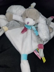 Doudou Baby Puppy Dog Lovey Security Blanket Plush Gray Knot Flag Corners Bunny? - Picture 1 of 13