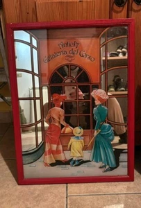 Quadro A Specchio Pubblicitario Vintage Da Collezione Antica Gelateria Del Corso - Foto 1 di 2