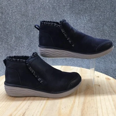 Botas Ryka Mujer 10M Namaste Botín Azul Tela Pull On Cómodas Tobillo Top Cuña Foto 1 de 4