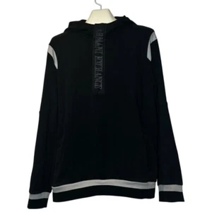 Armani Exchange Men's XL 1/4 Zip Hoodie Sweatshirt AX Black Spell Out Read - Picture 1 of 7