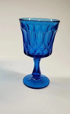 Vintage Noritake Perspective Blue Stemmed Pressed Cobalt 6.5" Wine Glass - Image 1 of 4