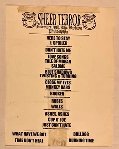 Sheer Terror 2011 Setlist # 3 18. Dezember 2011 The Barbary Philadelphia Pa NYHC - Bild 1 von 2
