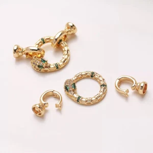 2pc Snake Toggle Clasp,CZ Pave Snake Shape Bracelet Necklace End Connector Clasp - Picture 1 of 4