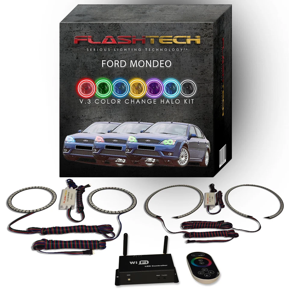 Kit Halo LED Multicolor RGB con Aplicación Wifi para Faros Ford Mondeo 2000-2007 Foto 1 de 4