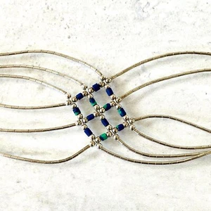 Dainty Liquid Silver Azurite Heishi Bracelet Southwestern Sterling Jewelry - Picture 1 of 5