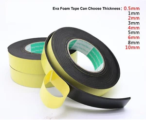 10x Eva Foam Adhesive Tape Single Sided 1, 2, 3, 5mm Thick Black Shockproof seal - Picture 1 of 12