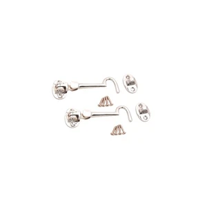 Cabin Hook and Eye 100mm Polished Chrome Heavy Duty Silent Window Catch Set of 2 - Picture 1 of 1