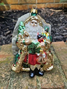 Stunning Handpainted Santa And Toys Glass Blown Christmas Ornament 6.5" - Bild 1 von 11