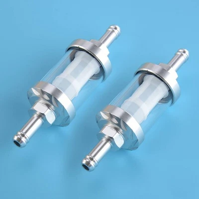 2pcs Universal Motorcycle 8mm 5/16" Inline Fuel Filter Reusable Washable New - Image 1 of 4