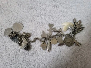 Vintage 7” Sterling Silver sports & Travel Charm Bracelet 24 Charms 49 Grams - Picture 1 of 21