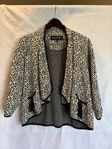 Cheryl Nash Windridge Jacket Black White L Geometric 228 - Picture 1 of 6