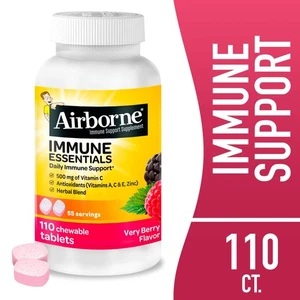 Airborne Vitamin C Immune Essentials Chewable Tablets, Very Berry, 110 Count - Picture 1 of 11
