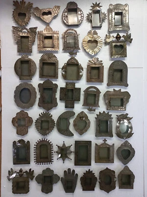 Set of 35 PUNCHED TIN NICHOS handmade mexican niche folk art nicho collection - Image 1 of 4