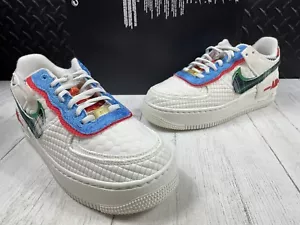 Neu Gr. 8 Damen Nike seltene Air Force 1 Schattenschuhe weiß rot blau DZ5193 100 - Bild 1 von 12