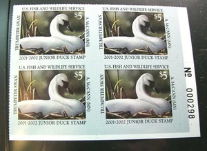 US Duck Plate Block Stamps Scott # JDS9 Trumpeter Swan 2001 MNH L495  - Bild 1 von 1