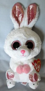 SLIPPERS  the Easter Bunny Rabbit - TY 6" GLITTER  Beanie Boos  NEW W/ MINT TAGS - Picture 1 of 2