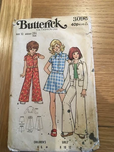 1970’s ORIGINAL BUTTERICK SEWING pattern 3096 Girl’s age 10 UNCUT FREE P&P - Picture 1 of 4