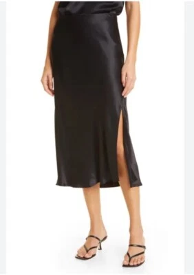Falda midi de satén con aberturas laterales Rebecca Minkoff nueva sin etiquetas. Precio de venta sugerido por el fabricante $168. Talla L Foto 1 de 4