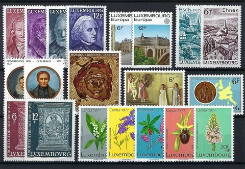 LU - LUXEMBOURG 1977 complete year set MNH Cover