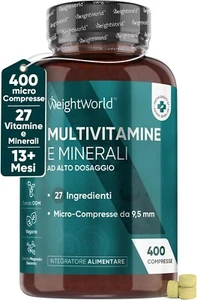 Multivitaminico Completo Con 27 Vitamine  e Minerali 400 Compresse - Foto 1 di 12