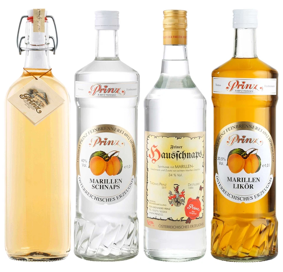 Prinz Probierpaket 7: Marille 1,0l (Alte Marille, Marillenschnaps, Hausschnaps, - Bild 1 von 1