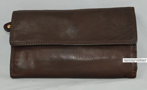 Damen Lederbörse Geldbörse Leder Geldbeutel Portemonnaie Portmonee 1226 Braun - Picture 1 of 5