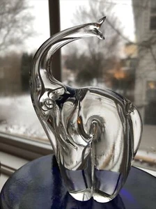 Lovely Murano 5" Clear Glass Elephant - Picture 1 of 7
