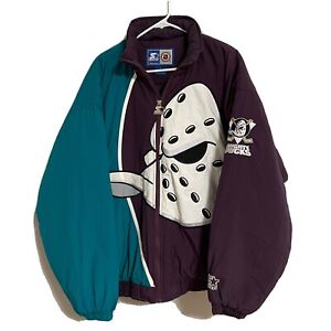 Rare Mighty Ducks Starter jacket full zip Large Big Logo Vintage nhl anaheim