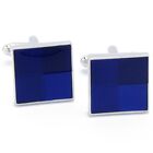 Cufflinks - 4 Surfaces with Ribs Blue