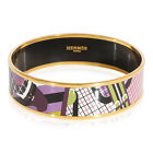 Hermès Purple Pour Sortier Enamel Wide Bracelet 67