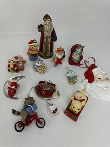 Konvolut (13) Vintage Weihnachtsschmuck aus den 1990er Jahren Tiere Weihnachtsmann Fischer - Bild 1 von 11