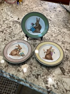 Sakura Debbie Mumm Easter Bunny Spring is in the Air 4 Dessert or Salad Plates - Picture 1 of 6