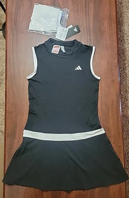 Adidas Girls Golf/Tennis/pickleball tank Dress Black w  White Short - M 11/12 - Image 1 of 4