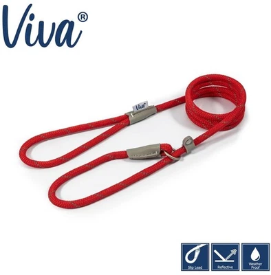 Светоотражающий красный поводок для щенка собаки Ancol Viva Rope Slip 1,5 мx8 мм  - Изображение 1 из 4