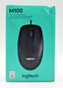 Logitech M100 Wired USB Mouse 3 Buttons 1000 DPI Optical Tracking Box Distressed - Picture 1 of 6