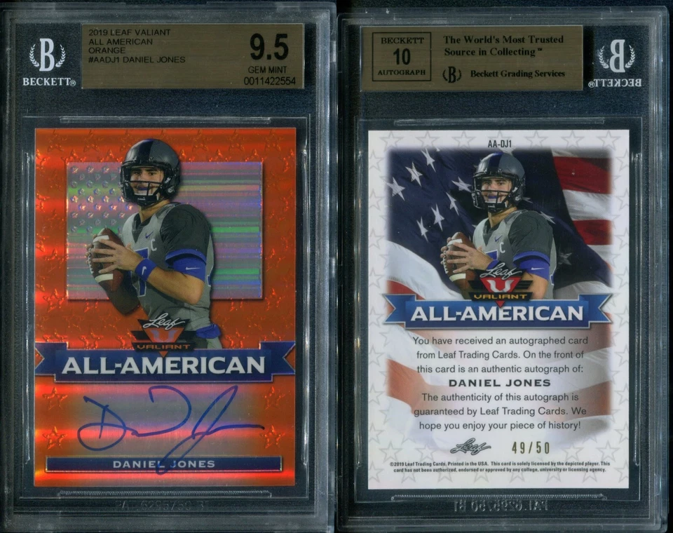BGS 9.5 2019 Leaf Valiant All American Orange #AADJ1 Daniel Jones 49/50 G00 4529 - Image 1 of 1