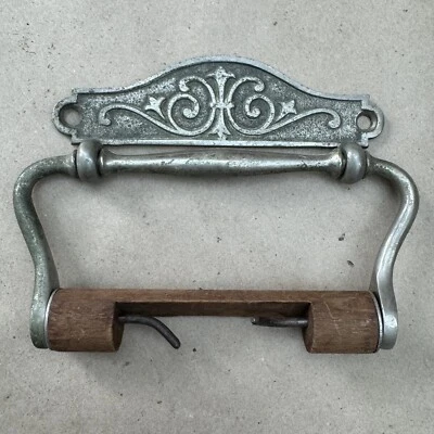 Antiguo soporte de papel higiénico de latón niquelado c1900’s baño vintage Foto 1 de 4