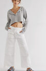 Free People House Of Sunny Simple Life Cargo Pant Wide Leg Tie Cuff Ivory 14 NWT