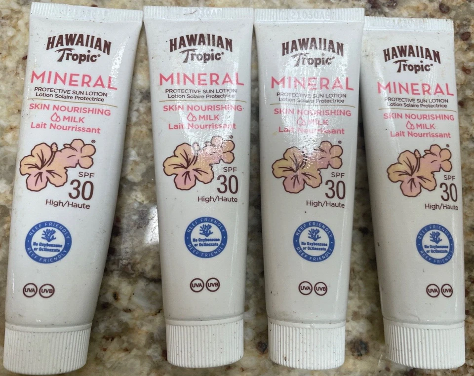 4 lociones de leche nutritivas para la piel mineral tropical hawaiana FPS 30 1 oz cada viaje Foto 1 de 1