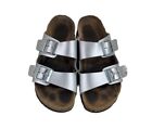 Birkenstock Arizona Birkoflor Slip On Sandals Shoes Womens 5 Silver Straps