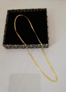 9ct Gold on Silver Curb Chain Necklace 50cm for Kids & Adults - Solid - Picture 1 of 3