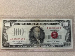 $100 1966 Red Seal BEAUTIFUL CRISP XF+ United States Note!, plastic sleeve incl. - Picture 1 of 2