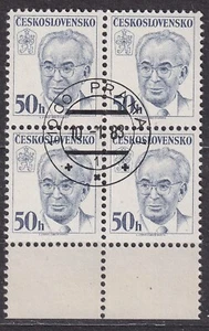CZECHOSLOVAKIA 1983 SC#2443 USED block, Pres. Gustav Husak, 70th birthday. - Imagen 1 de 1