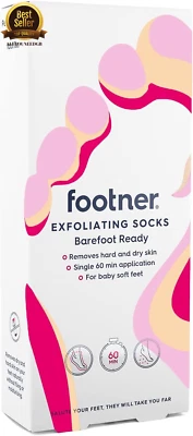 Footner Exfoliating Foot Mask Socks Peel Remove Hard Skin in 60 Minute Treatment