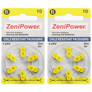 ZeniPower Size 10 1.45V ZInc-Air Hearing Aid Batteries (12 Pack) - Picture 1 of 5