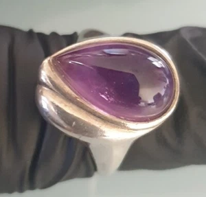 Precioso anillo Art Deco cabujón amatista plata 925 tamaño 56 (17,8 mm Ø) - Imagen 1 de 6