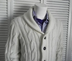 NEU Herren ALPAKA Acryl Wolle Strickjacke Zopfmuster Pullover Größe M Elfenbein Weiß Klassisch - Bild 1 von 8