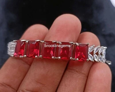 Vintage Handmade Red Topaz Gems  Bracelet  Silver Plated Ethnic AD CZ - Imagem 1 de 4